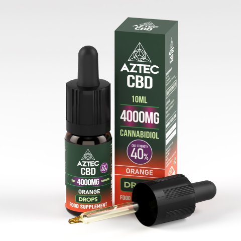 Aztec  C B D  Drops  Label 4000 M G  O R A N G E